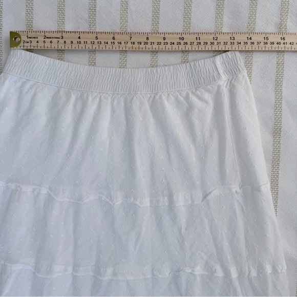Studio West White Swiss Dot Tiered Midi Skirt Size Small Elastic Waist - Picture 6 of 6